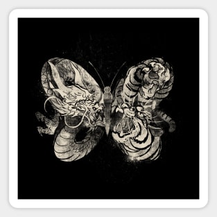 Dragon Tiger Tattoo Butterfly by Tobe Fonseca Magnet